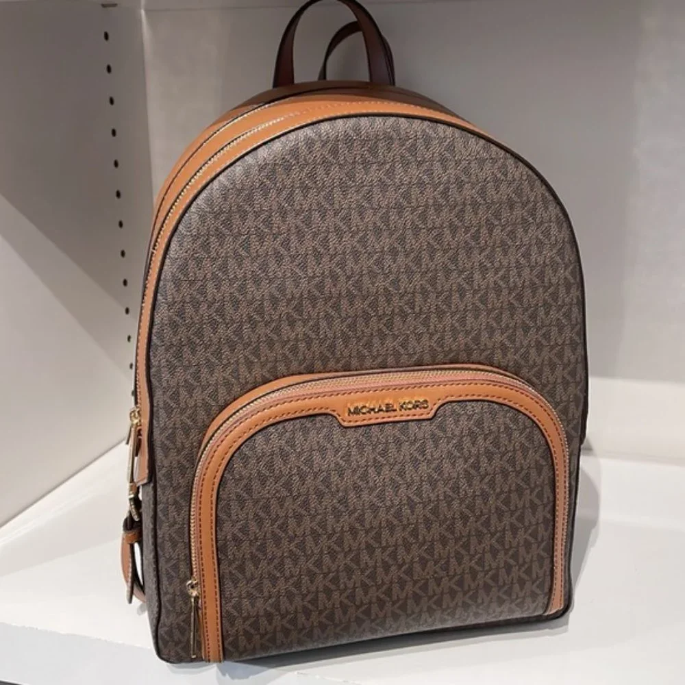 Michael Kors Jaycee Large Zip Pocket Backpack Brown - Picture 1 of 16